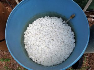 brine tank houses salt pellets