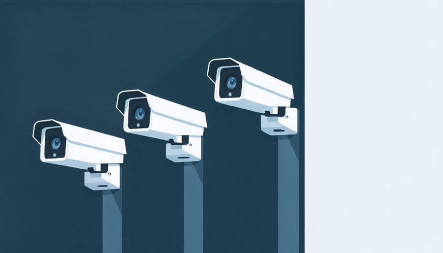 Security camera interface showing AI motion detection with highlighted subjects and tracking boxes