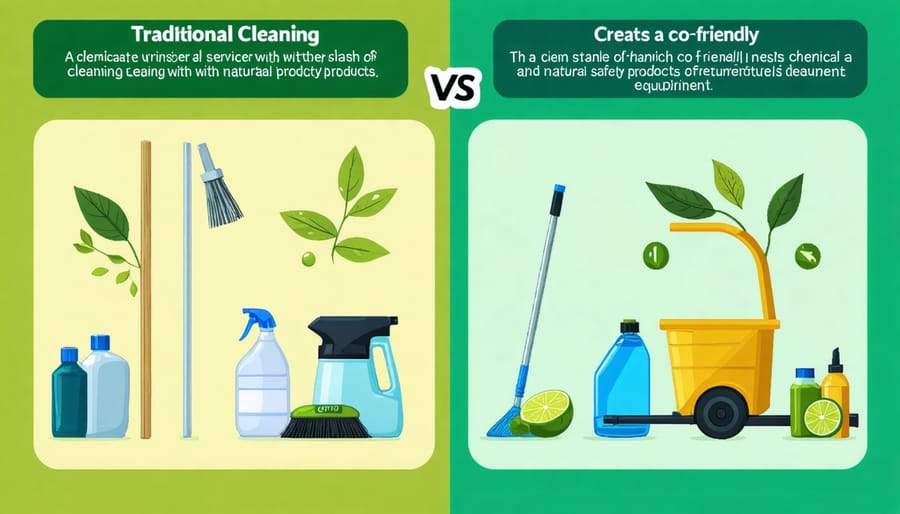 Side-by-side comparison of traditional versus eco-friendly cleaning methods
