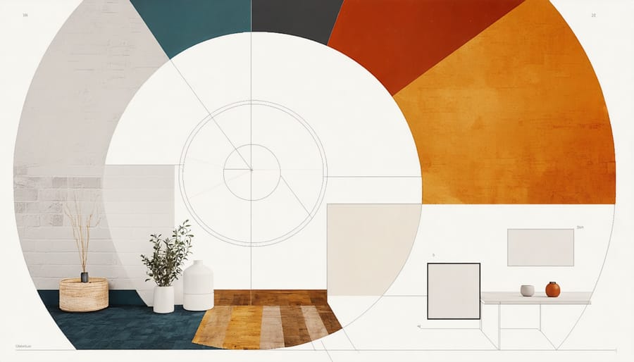Interactive color wheel showing different texture samples with corresponding color palettes