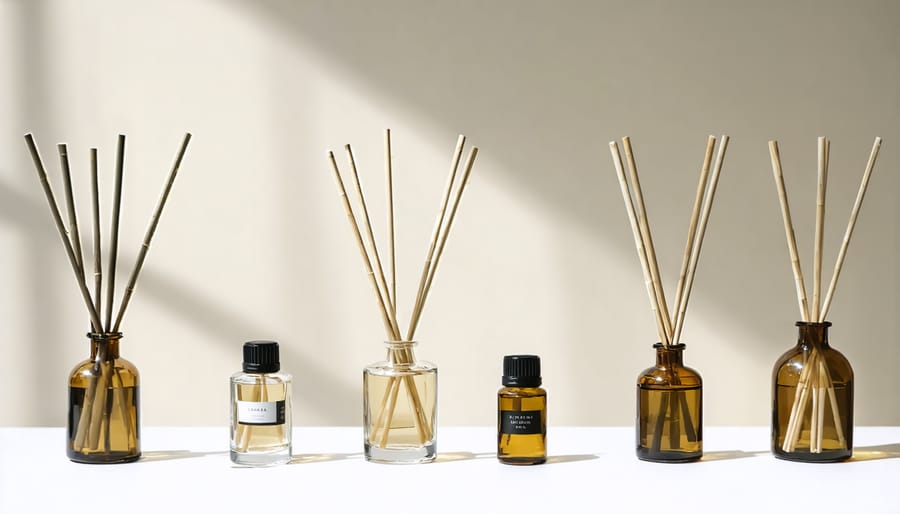 DIY reed diffuser creation process with natural materials