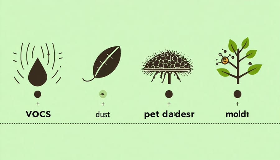 Visual representation of common household air pollutants and their sources