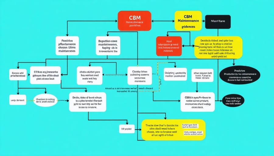 Interactive flowchart showing decision points for choosing between condition monitoring and predictive maintenance