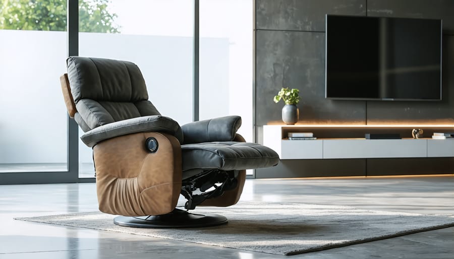 Stylish ergonomic recliner with visible comfort features in modern living room