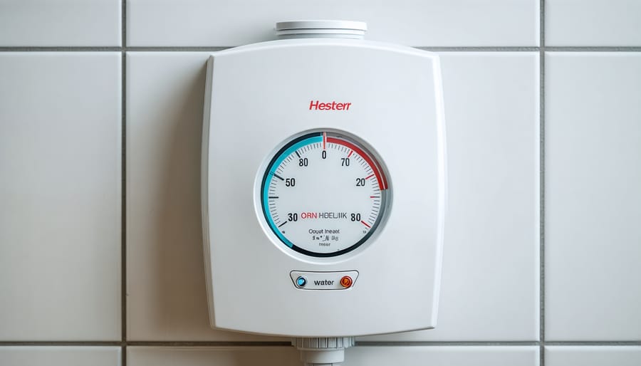Installed water heater timer showing correct mounting and display settings