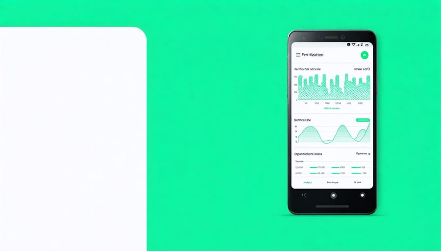 Smartphone screen showing smart garden management interface with fertilization controls