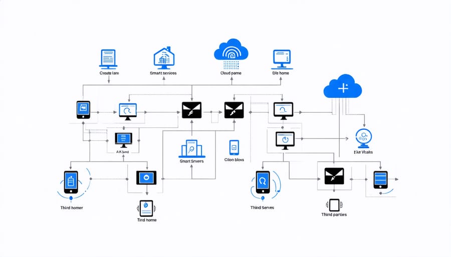 Diagram showing smart home data collection and sharing pathways