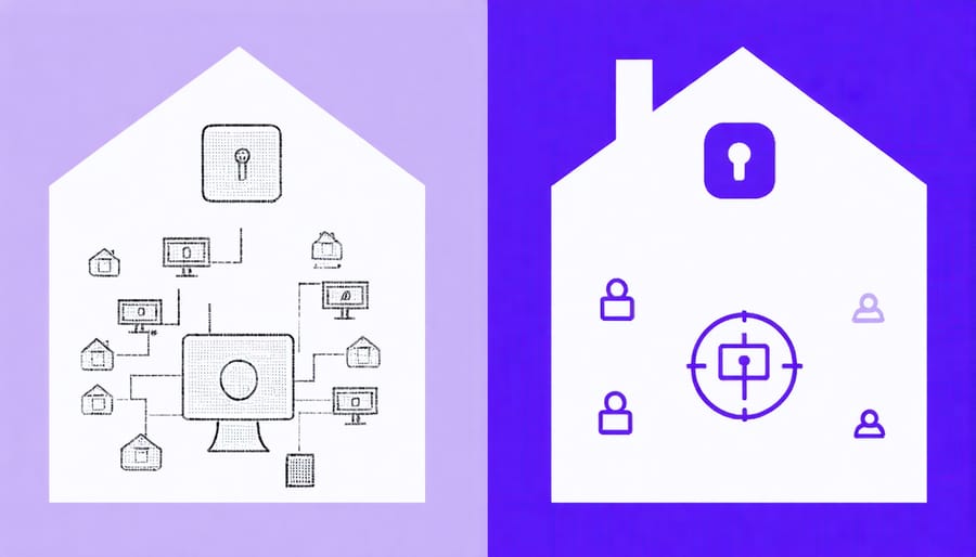Side-by-side comparison of secure and vulnerable smart home configurations