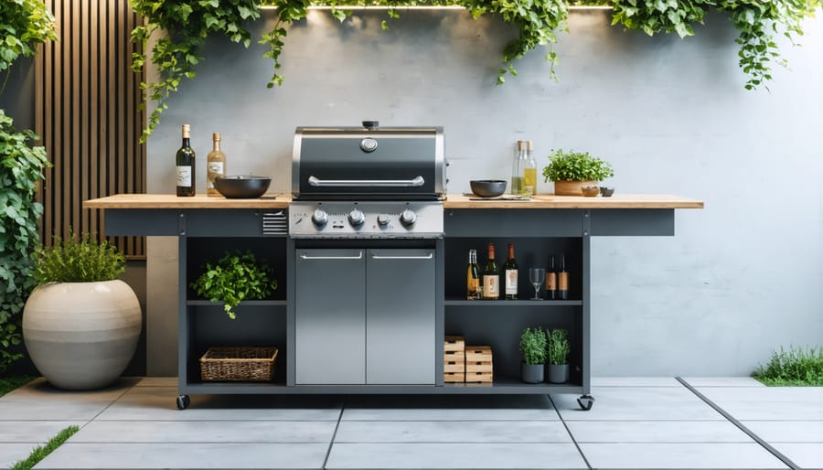 Compact outdoor grill with clever space-saving features