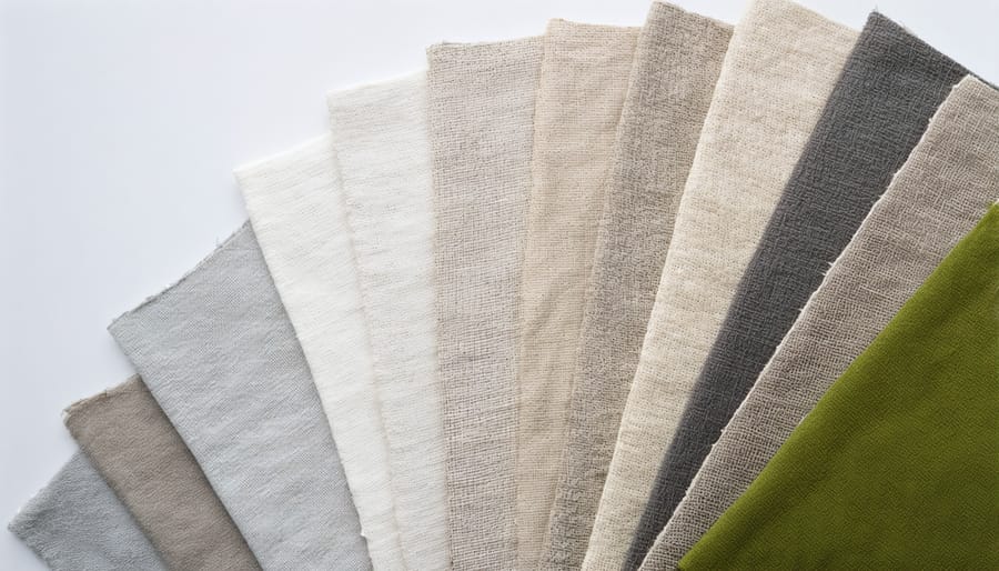 Various eco-friendly fabric swatches showing different sustainable textile materials