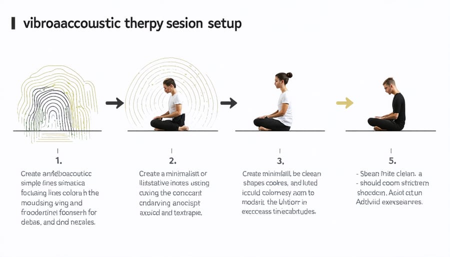 Visual guide showing the steps to prepare and conduct a vibroacoustic therapy session
