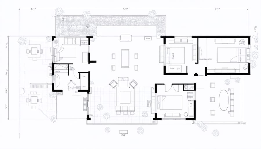 Floor plan design for ranch house walkout basement with multiple room configurations