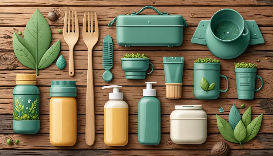 Display of eco-friendly camping accessories made from biodegradable materials