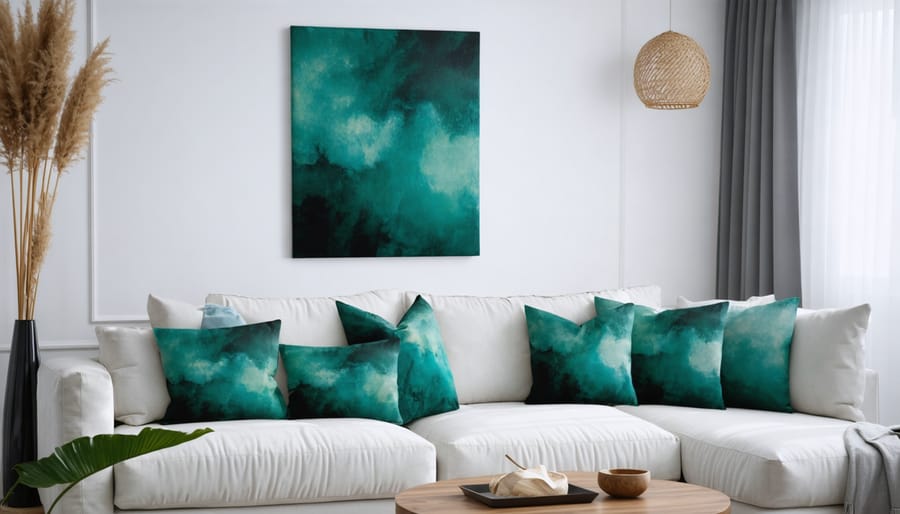 Interior design showcase of eco dyed textiles used in home decor