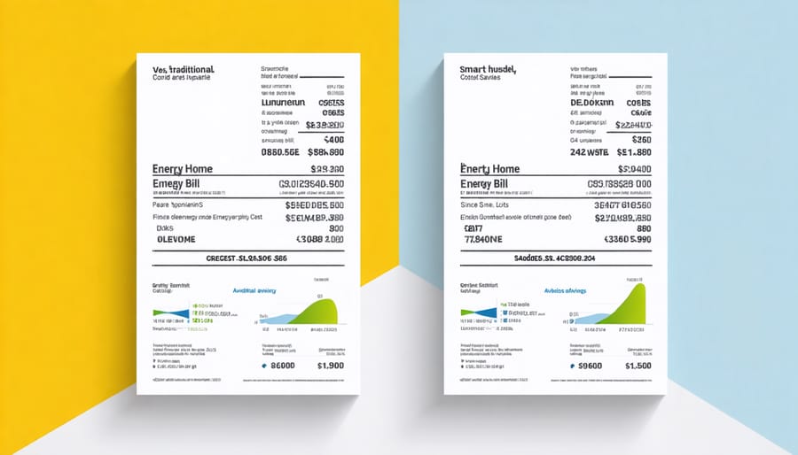 Comparison chart showing energy cost savings between traditional and smart home systems
