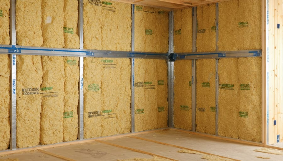 Installation process of hemp-based insulation in residential wall