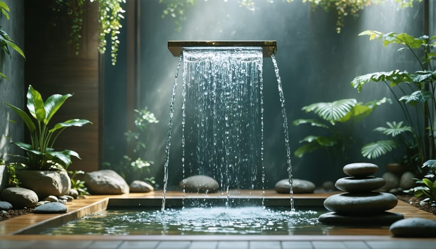 Tabletop water fountain creating peaceful ripples in a calm home setting