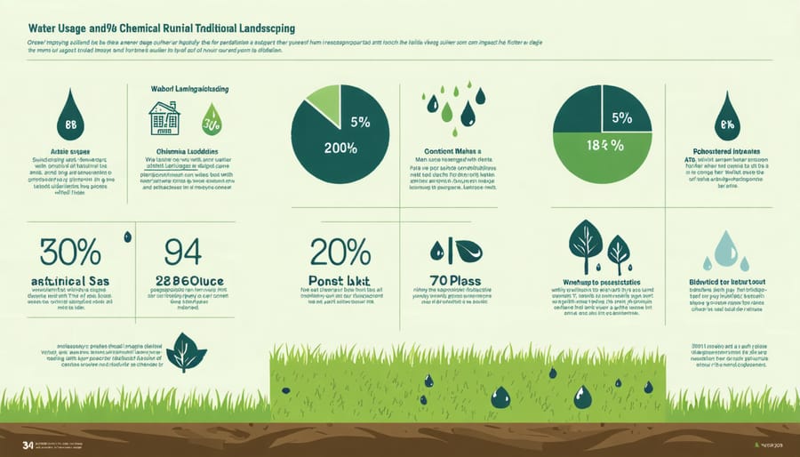 Visual representation of environmental impacts from traditional landscaping practices