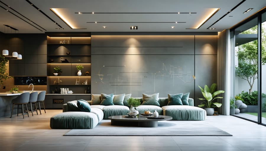 Hidden smart home features in a preserved mid-century modern room setting