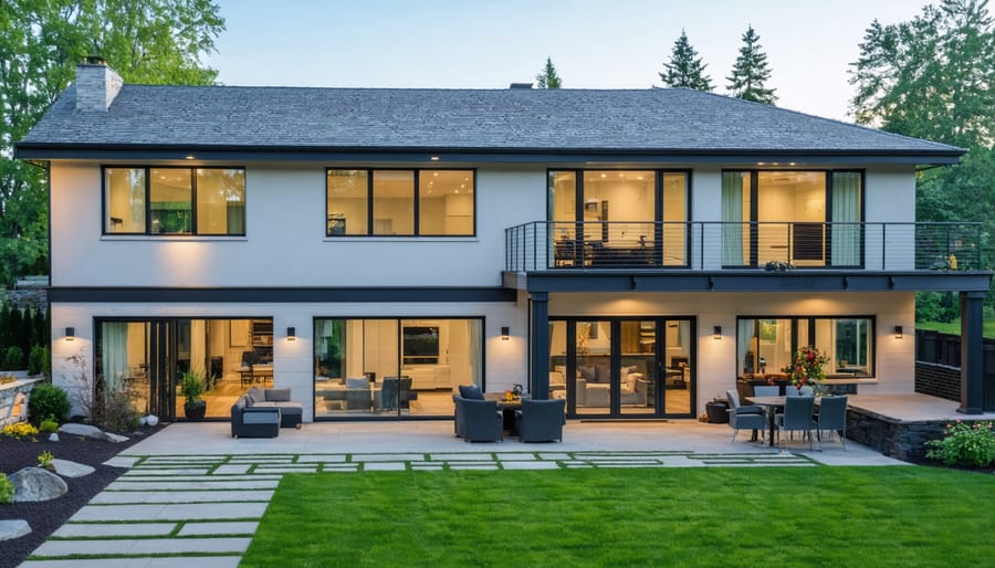 Modern ranch-style home with walkout basement and outdoor living space
