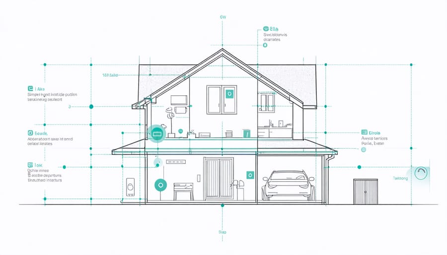 Schematic showing recommended locations for mounting weather radar sensors on a home