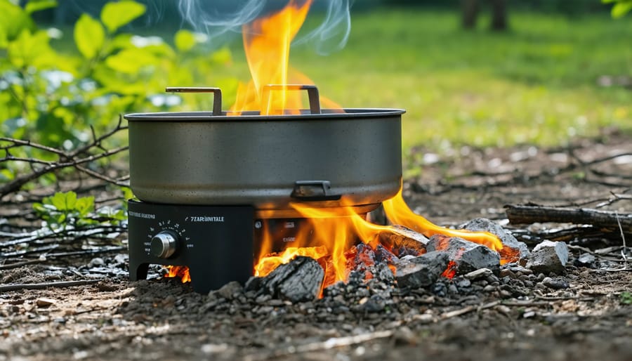 Eco-friendly camping stove using sustainable fuel sources for outdoor cooking