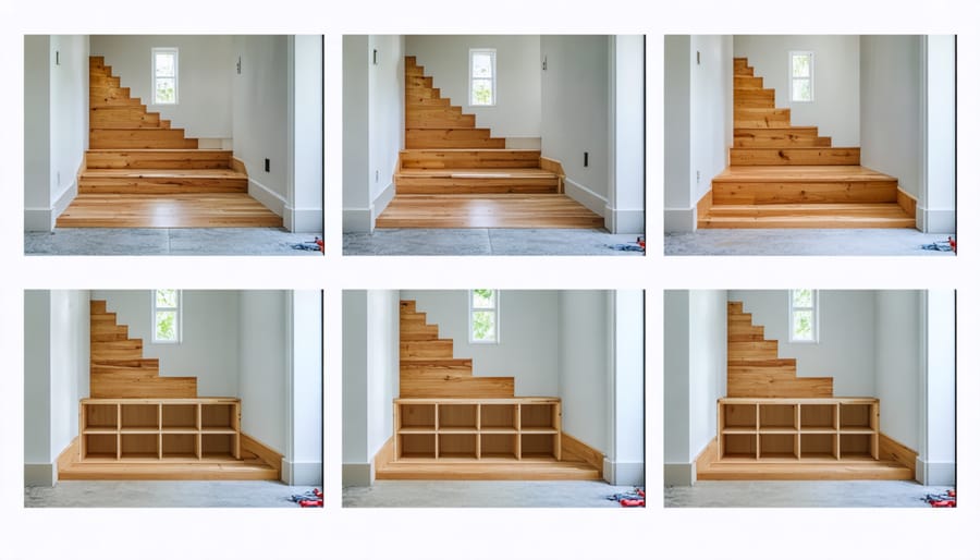DIY process of installing under-stair storage drawers and cabinets