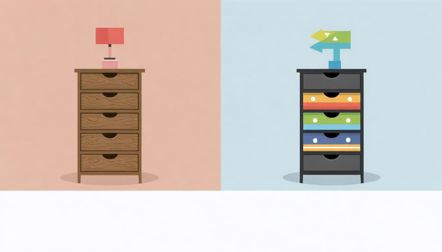 Comparison of correct and incorrect drawer organization for weight distribution