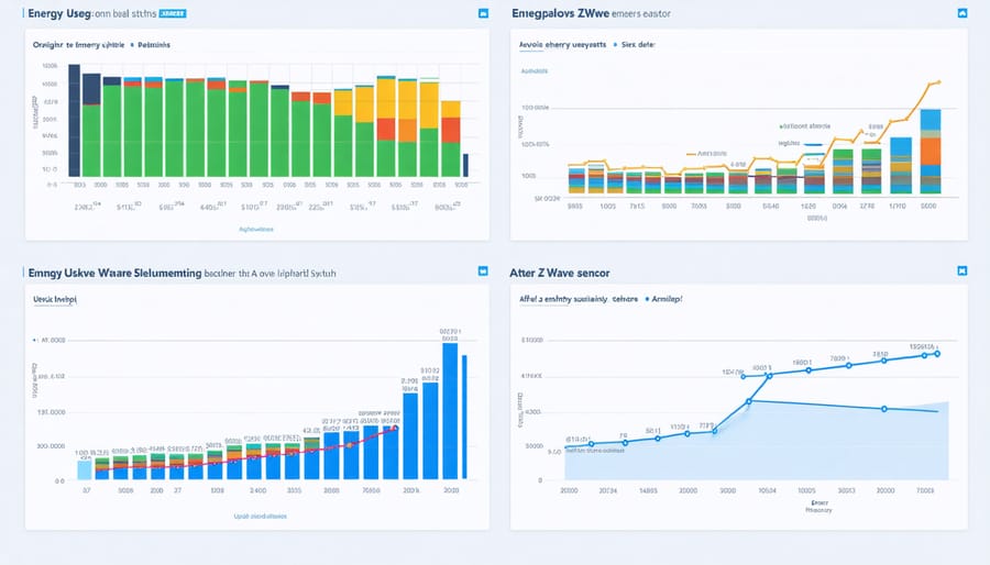 Comparative energy consumption charts demonstrating reduction after smart sensor installation