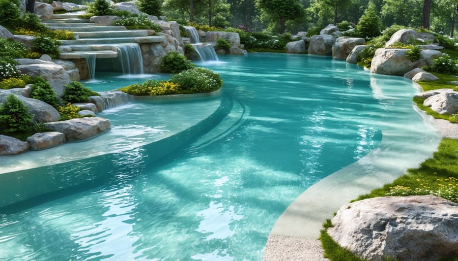 Bio pool with natural filtration system and integrated aquatic plants
