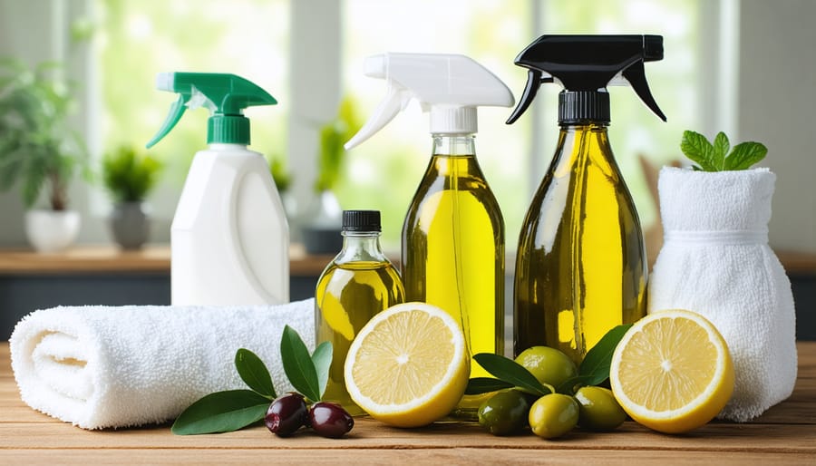 Natural wood cleaning supplies and materials for eco-friendly furniture care