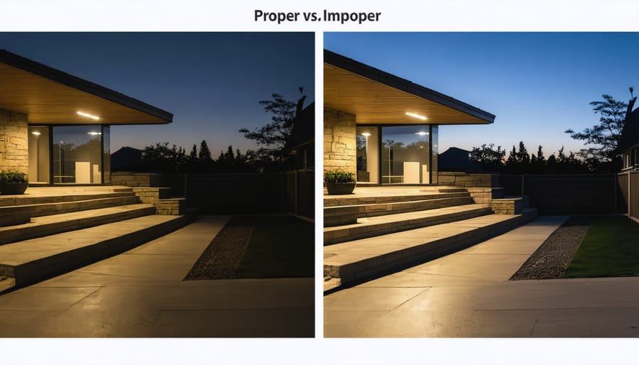 Side-by-side comparison showing correct and incorrect methods of hanging outdoor holiday lights
