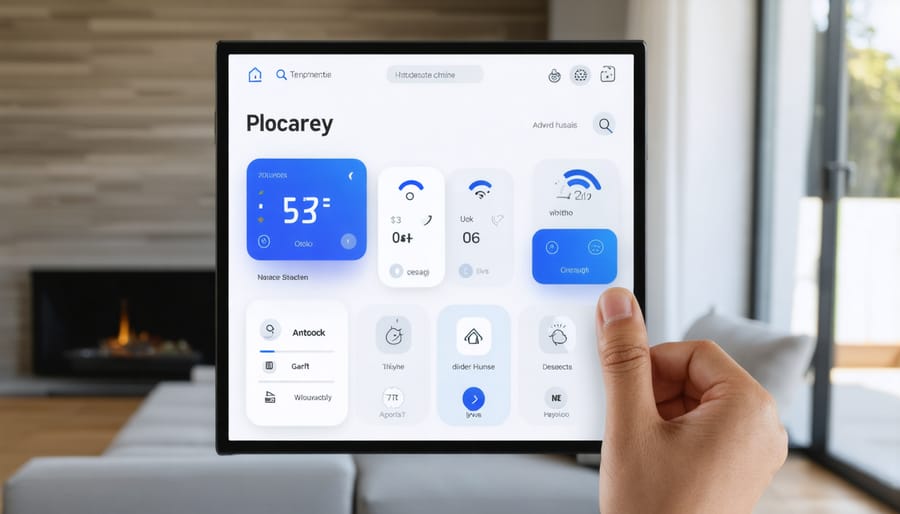Mobile app interface displaying customizable smart home comfort settings with temperature and lighting controls