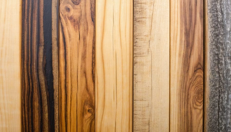 Display of different sustainable wood types for Japanese woodworking