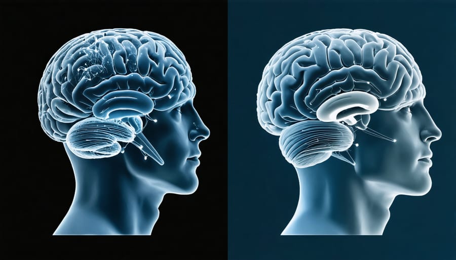 Comparative brain scans showing positive neural responses to natural environments