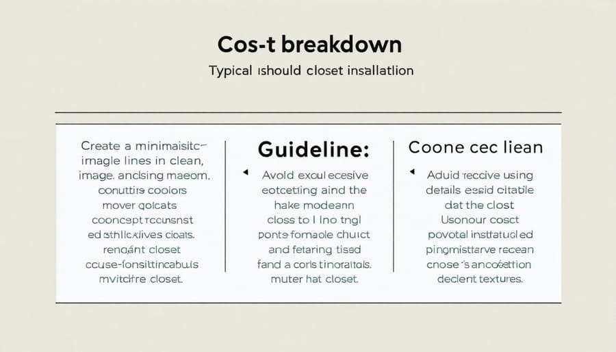 Visual breakdown of closet installation costs including materials, labor, and additional expenses