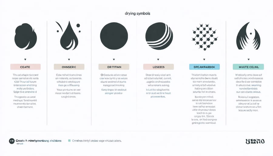 Collection of laundry drying symbols including tumble dry, line dry, and flat dry instructions