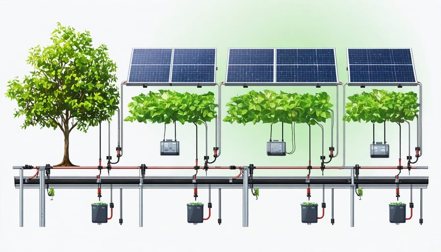 Illustration demonstrating ideal sun exposure and positioning for outdoor hydroponic garden