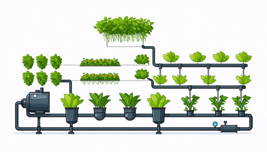 Detailed diagram showing all components needed for a DIY hydroponic garden system