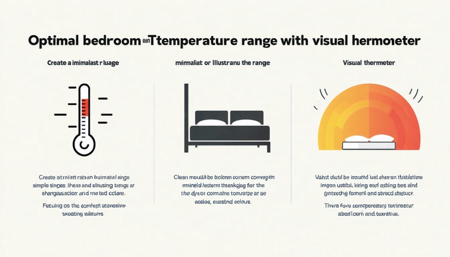 Temperature scale showing ideal sleeping temperature range between 60-67 degrees Fahrenheit