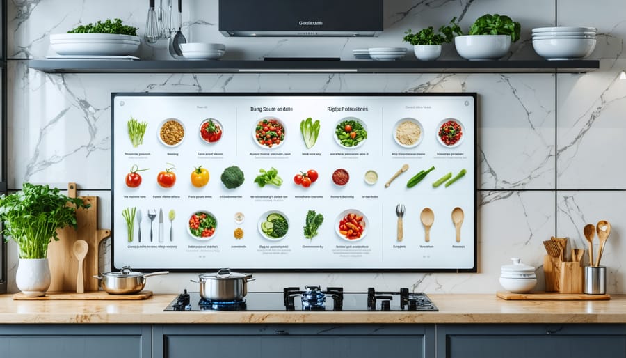 Interactive cooking display seamlessly integrated into luxury kitchen design