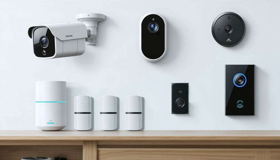 Integrated smart home security system with multiple components in action