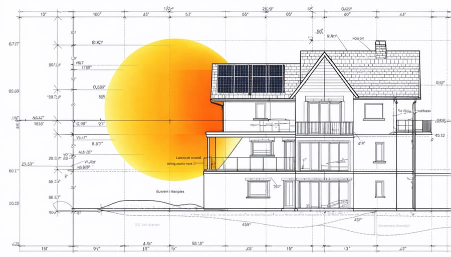 Diagram illustrating seasonal sun patterns and optimal solar panel positioning