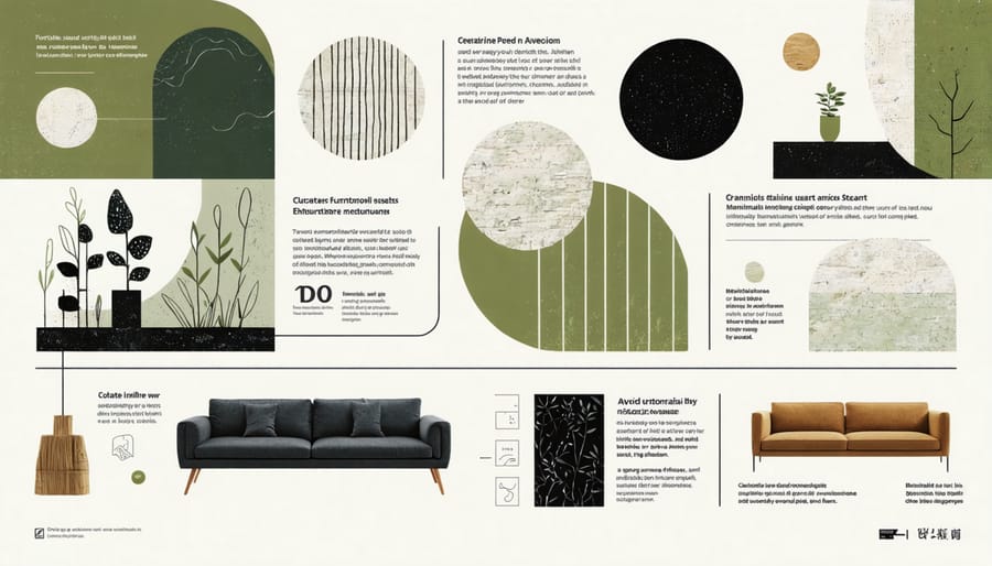 Visual diagram of eco-friendly materials and their applications in furniture design