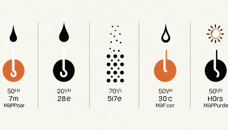 Chart displaying basic laundry washing symbols with temperature indicators and cycle types