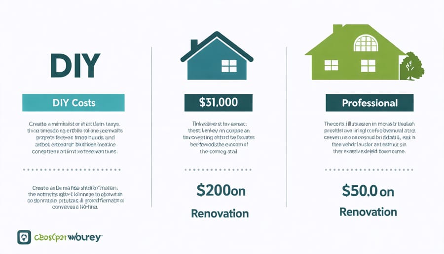 Visual chart comparing costs of DIY versus professional work for common renovation projects