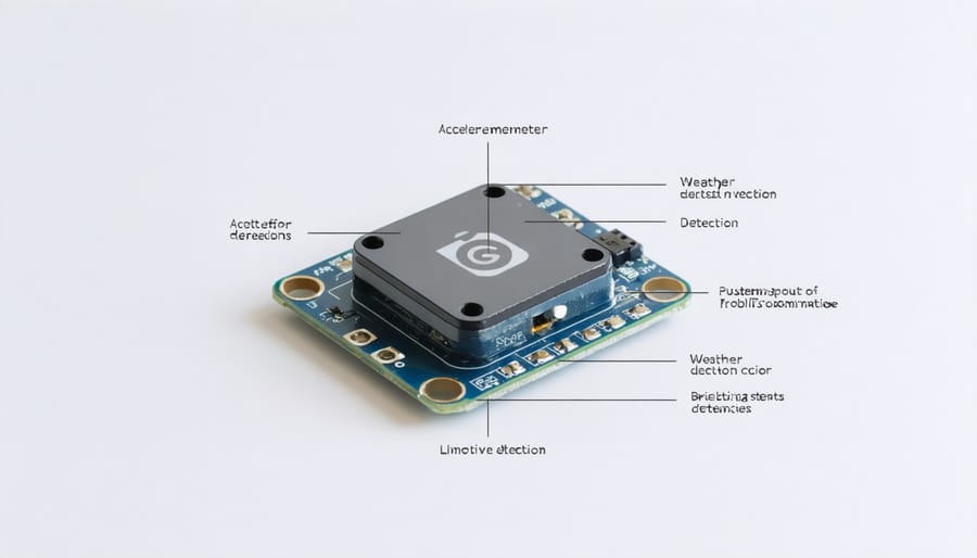 Detailed diagram of g-sensor components and weather detection mechanisms