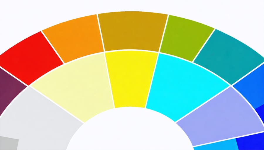 Interior design color wheel showing optimal color combinations and their psychological impacts