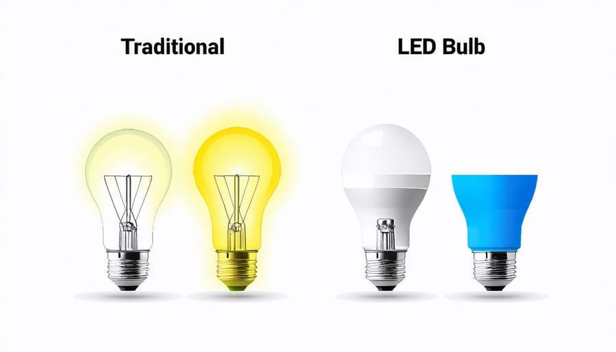 Infographic comparing energy usage and lifespan of different light bulb types