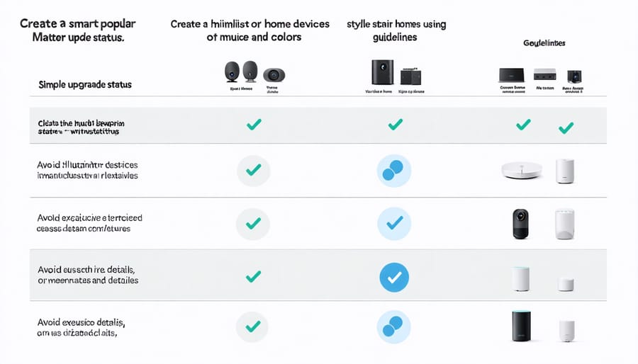 Table comparing different smart home devices and their Matter compatibility status